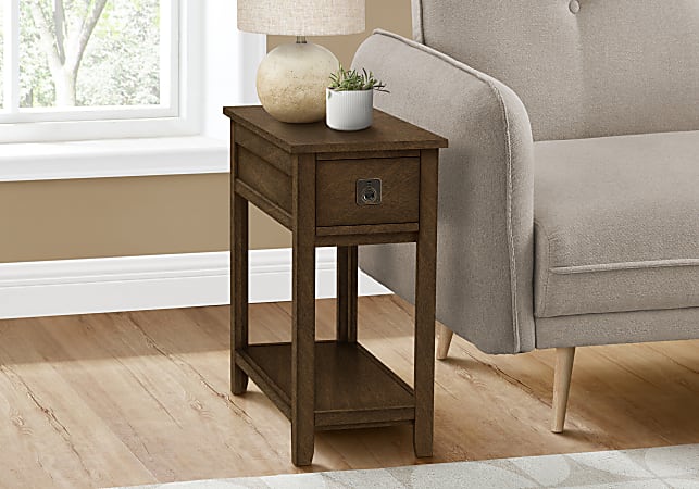 Monarch Specialties Katie Rectangular Accent Table, 24-1/4”H x 11-3/4”W x 21-3/4”D, Brown