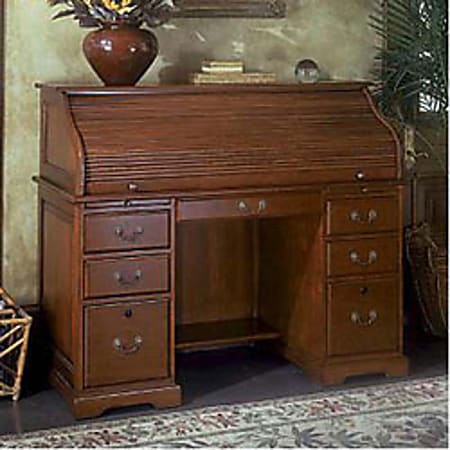 Cole Office Corvallis Roll-Top Desk, 44 1/2"H x 54"W x 24"D, Cordovan Cherry