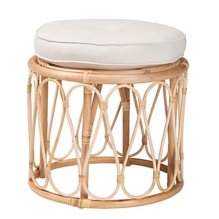 bali & pari Hachiro Natural Rattan Ottoman Footstool, 17-3/4”H x 21-3/4”W x 21-3/4”D, Natural