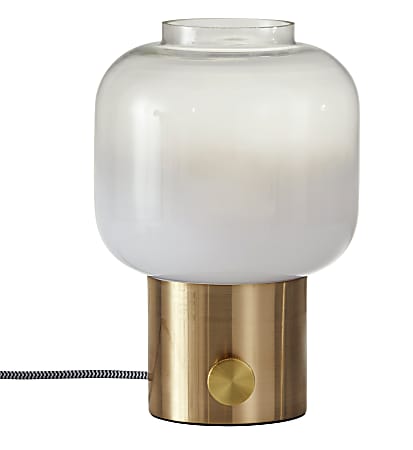 Adesso® Lewis Table Lamp, 12”H, White Shade/Antique-Brass Base