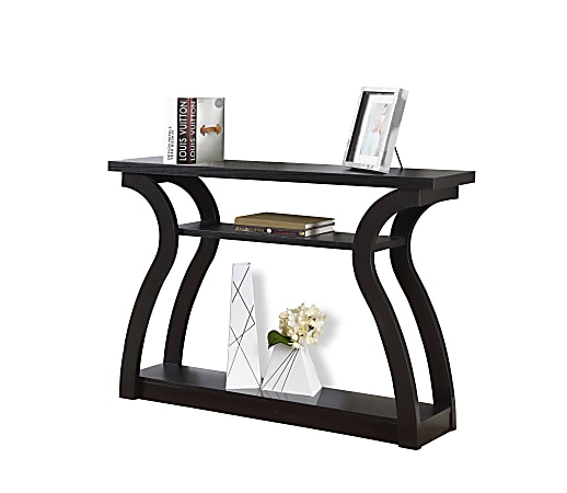 Monarch Specialties Console Table, Curved, 3 Tier, Cappuccino