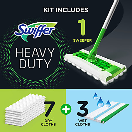 Swiffer Sweeper Dry Wet Starter Kit 46 H x 10 W x 8 D SilverGreen - Office  Depot