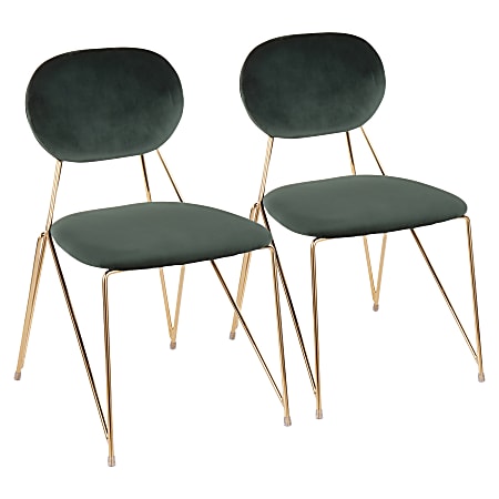 LumiSource Gwen Chairs, Green Seat/Gold Frame, Set Of 2 Chairs