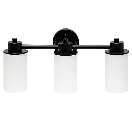 Lalia Home Essentix 3-Light Wall Mounted Vanity Light Fixture, 6-1/2”W, Opaque White/Black