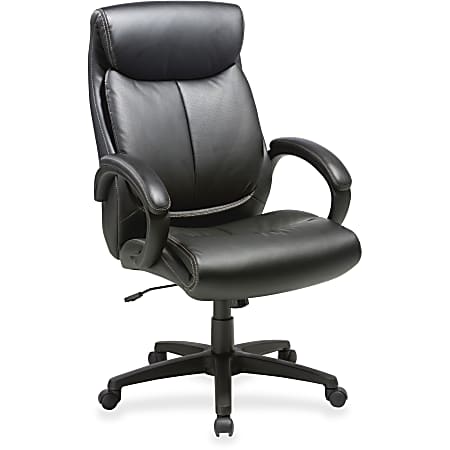 Lorell® Ergonomic Bonded Leather High-Back Executive Chair, Loop