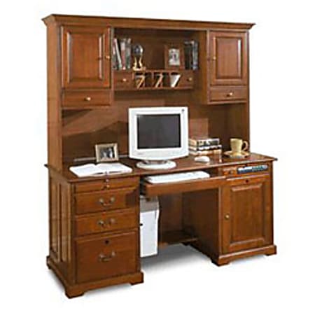 Cole Office Corvallis Desk And Storage Hutch, 72 3/4"H x 68"W x 13 1/2"D, Cordovan Cherry