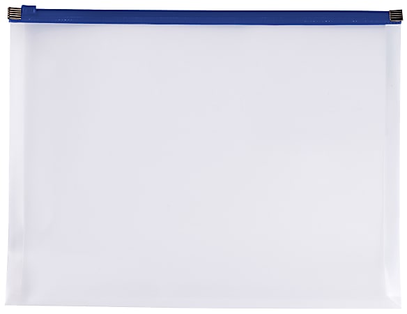 Office Depot® Brand Poly Zip Envelope, Letter Size, Clear/Blue 