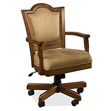 Cole Office Strasbourg Desk Chair With Arms, 40 1/4"H x 23"W x 24"D, Black Frame, Beige Fabric