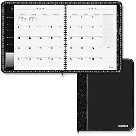 At-A-Glance Executive Monthly Planner - Yes - Monthly, Weekly - 1 Year - January 2020 till December 2020 - 1 Month Double Page Layout - 6 7/8" x 8 3/4" - Wire Bound - Zipper - Black - Zippered Closure, Pocket, Business Card Holder, Notepad, Expense Log