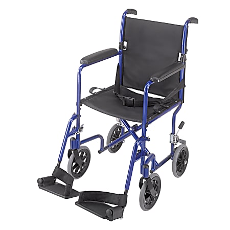 DMI® Ultra Lightweight Folding Transport Chair, 37"H x 21 1/2"W x 19"D, Royal Blue