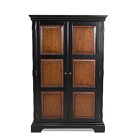 Cole Office Bernina Computer Armoire, 67"H x 43"W x 23"D, Antique Black/Madera Cherry