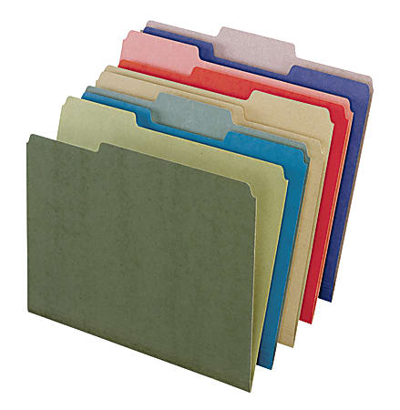 Pendaflex® Earthwise Color File Folders, 1/3 Cut, Assorted Position, 9 1/2" x 11", 100% Recycled, Pack Of 50