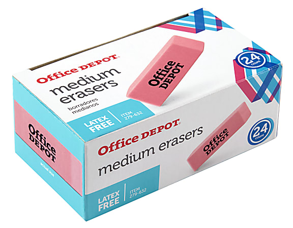 Office Depot® Brand Pink Bevel Erasers, Medium, Box Of 24