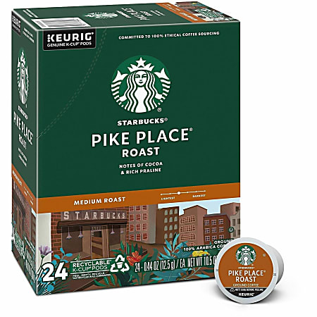 Starbucks&reg; Single-Serve Coffee K-Cup&reg;, Pike Place, Carton Of 24
