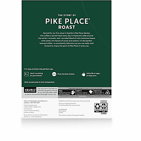 Starbucks Single Serve Coffee K Cup Pike Place Carton Of 24 - ODP