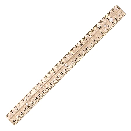 Westcott 12 Wood Ruler Measuring Metric and 1/16 Scale With Single Metal  Edge (10377)