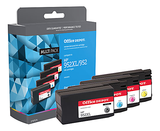 Office Depot® Brand Remanufactured High-Yield Black And Cyan, Magenta, Yellow Ink Cartridge Replacement For HP 952XL, 952, Pack Of 4, OD952XLK952CMY
