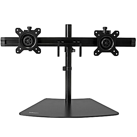 StarTech.com Dual Monitor Stand - Horizontal - For up to 24" VESA Monitors - Black - Adjustable Computer Monitor Stand - Steel & Aluminum