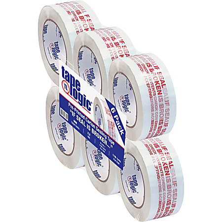 Tape Logic® If Seal Is Broken Preprinted Carton Sealing Tape, 3" Core, 2" x 110 Yd., Red/White, Case Of 6