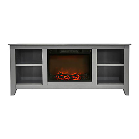 Cambridge® Santa Monica Electric Fireplace And Entertainment Stand With 1,500W Charred Log Insert, Gray