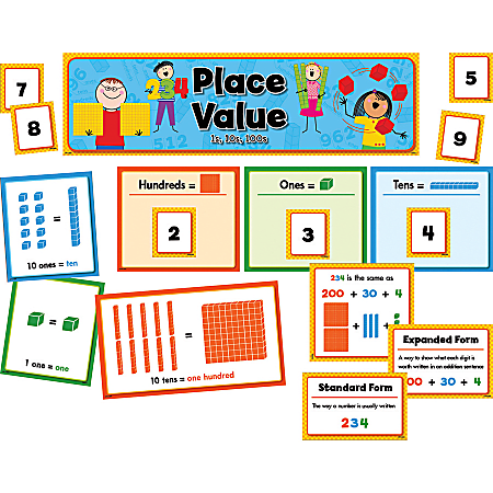 Creative Teaching Press Math Mini Bulletin Board, Place Value: 1s, 10s, 100s, Grades K-2