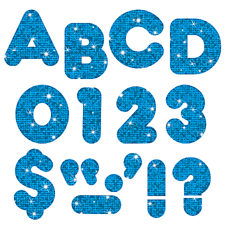TREND Ready Letters®, Casual Uppercase, 3", Blue Sparkle, Pack Of 124