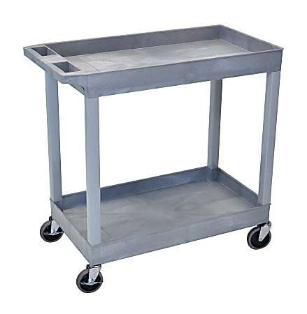 Luxor E-Series 2-Tub Plastic Utility Cart, 34 1/4"H x 35 1/4"W x 18"D, Gray