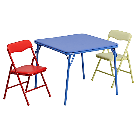 Flash Furniture Kids Colorful Table With 2 Folding Chairs Square