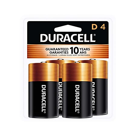 Duracell Coppertop D Alkaline Batteries, Pack Of 4