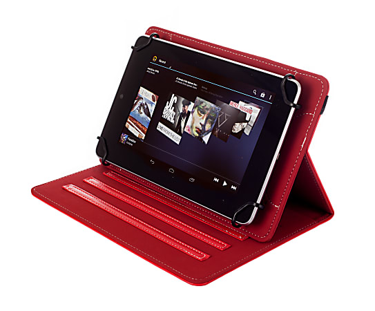 Kyasi Seattle Classic Universal Folio Case For 7 - 8" Tablets, Rad Red, KYSCUN78C7