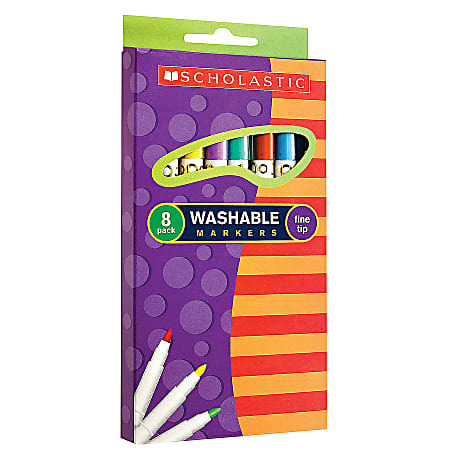 Scholastic Washable Markers, Fine Point, Pack Of 8