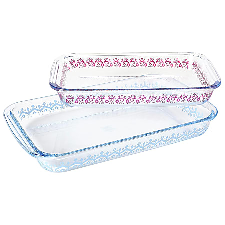 Spice By Tia Mowry 2-Piece Glass Baker Set, Blue/Pink