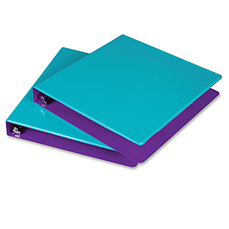 Samsill Fashion Two-tone Round Ring View Binders - 1" Binder Capacity - Letter - 8 1/2" x 11" Sheet Size - Round Ring Fastener(s) - 2 Internal Pocket(s) - Polypropylene - Turquoise, Purple - Recycled - 2 / Pack