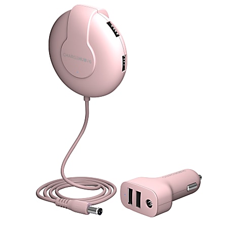 ChargeHub V6 Shareable Car Charger, Pink, CRG-V6-004