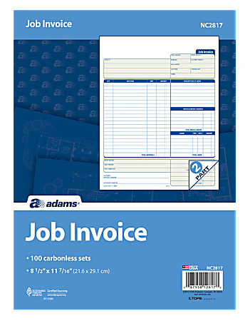 Adams Carbonless Contractors Invoices 2 Part 100 Sets - Office Depot