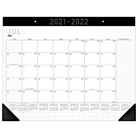 AT-A-GLANCE® Contemporary Academic Monthly Desk Pad Calendar, 21-3/4" x 17", July 2021 To June 2022, AY24X00
