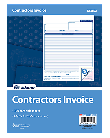 Adams Carbonless Contractors Invoices 3 Part 100 Sets - Office Depot