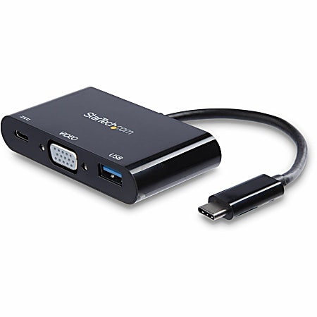 StarTech.com USB-C VGA Multiport Adapter - USB-A Port - with Power Delivery (USB PD) - USB C Adapter Converter - USB C Dongle - USB C VGA Multiport Adapter - USB 3.0 Port - 60W PD - Connect your USB-C laptop to a VGA display and a USB-A peripheral device