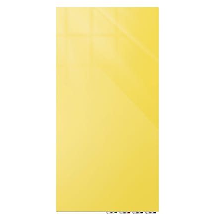 Ghent Aria Low-Profile Magnetic Glass Whiteboard, 96" x 48", Yellow
