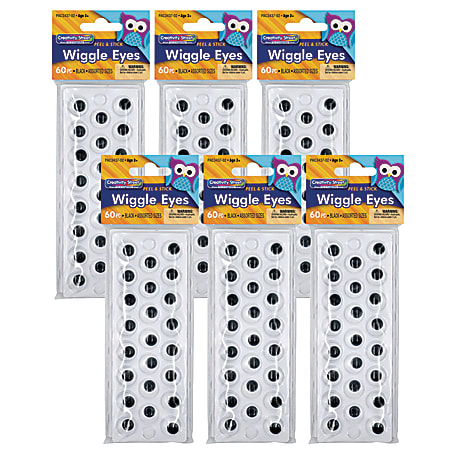 Creativity Street Peel & Stick Wiggle Eyes, Black, 60 Eyes Per Pack, Set Of 6 Packs