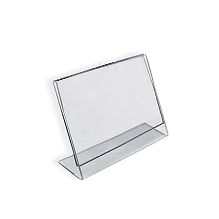 Azar Displays Acrylic L-Shaped Sign Holders, 2 x 3, Clear, Pack Of 10