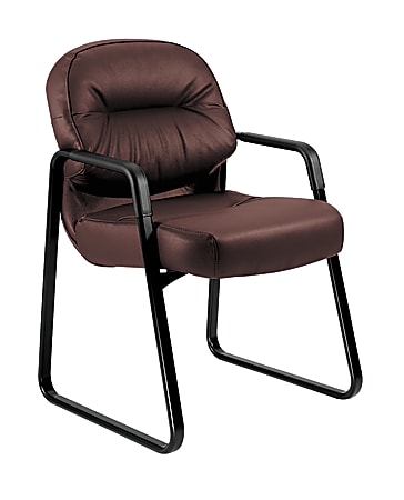 HON® Pillow-Soft® Leather Guest Chair, Burgundy/Black