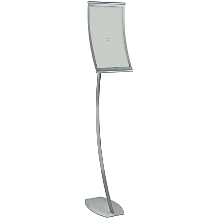 Azar Displays Curved Steel-Frame Floor Stand Sign Holder, 17" x 11", Silver