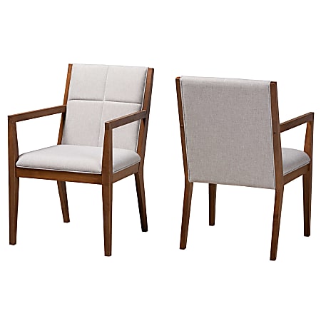 Baxton Studio Theresa Accent Chairs, Gray/Beige, Set Of 2 Chairs