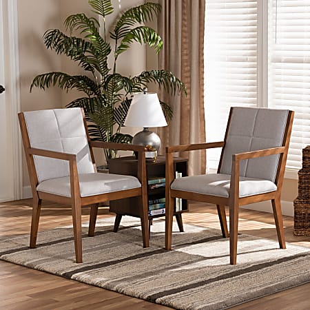 Baxton Studio Theresa Accent Chairs GrayBeige Set Of 2 Chairs