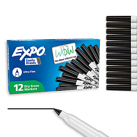 EXPO Dry Erase Marker, Fine Point, Black, 4 pcs