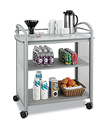 Safco® Impromptu 1-Shelf Steel Beverage Cart, 36 1/2"H x 34"W x 21 1/4"D, Gray