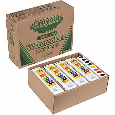 Crayola® Educational Watercolors Classpack, Red, Orange, Yellow, Green, Blue, Purple, Black, Pack Of 36