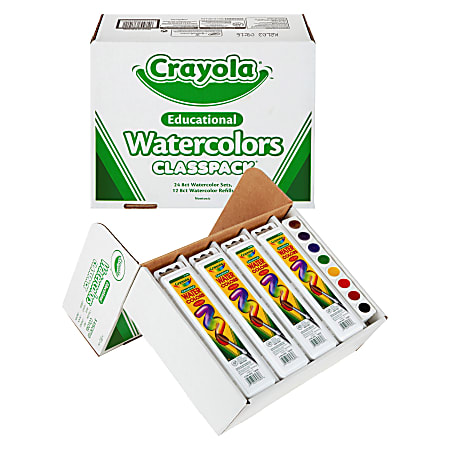 Crayola® Educational Watercolors Classpack, Red, Orange, Yellow, Green, Blue, Purple, Black, Pack Of 36