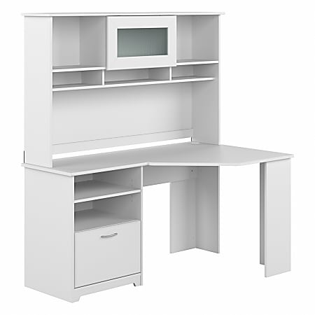 Bush Furniture Cabot Corner Desk With Hutch, 60"W, White, Standard Delivery